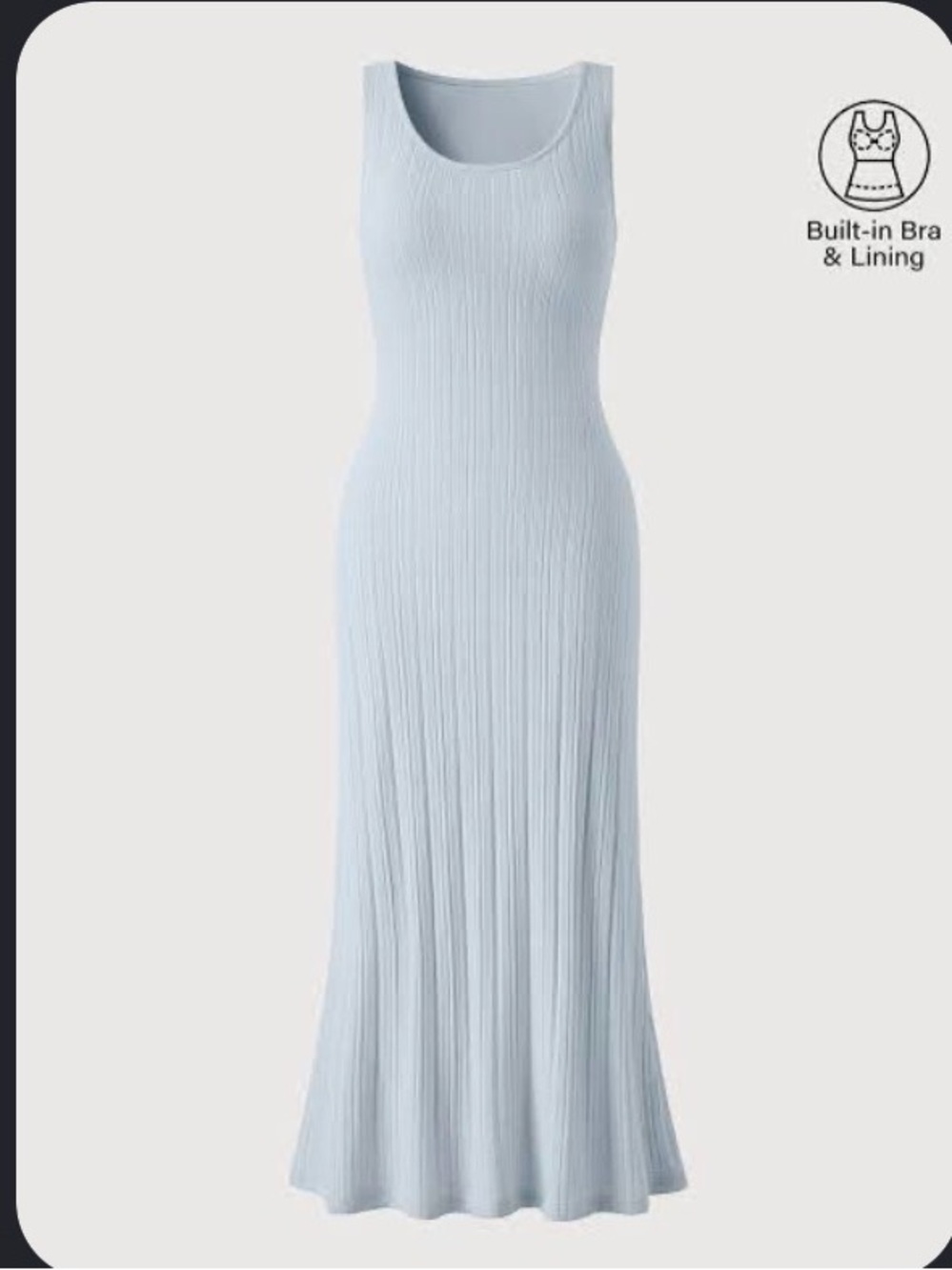 OGL Pale Blue Scoop-Neck Pointelle Maxi Dress